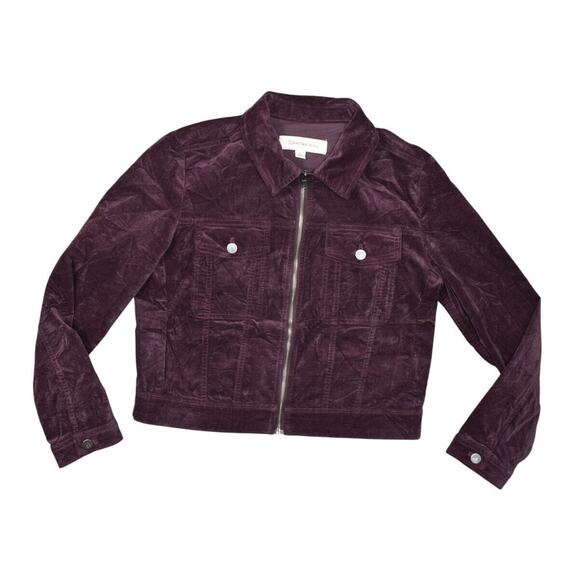 Calvin Klein Women Purple Full Zip Basic Jacket L Cotton Blend Pockets Solid - Picture 1 of 7
